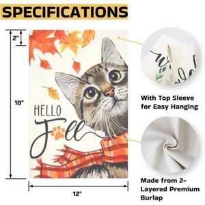 Accents | Fall Garden Flag Double Sided1218 Inch Hello Fall Cat ...
